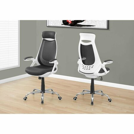 GFANCY FIXTURES 45 in. White & Grey Foam Polypropylene & Metal Office Chair with a High Back GF3092659